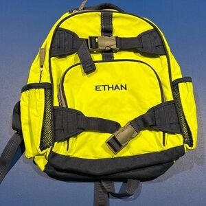 Pottery Barn Kids Lime Green and Navy Blue Backpack Personalized Ethan